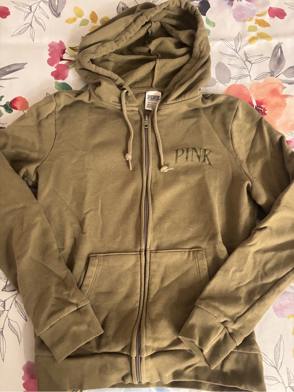 PINK Victoria's Secret Olive Zip Hoodie